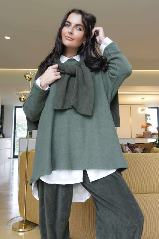 Conrad Oversized Boxy Knit Khaki